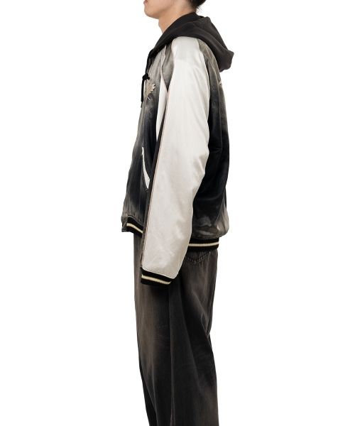 Reversible Hoodie Layered Souvenir Jacket