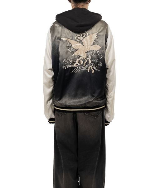 Reversible Hoodie Layered Souvenir Jacket