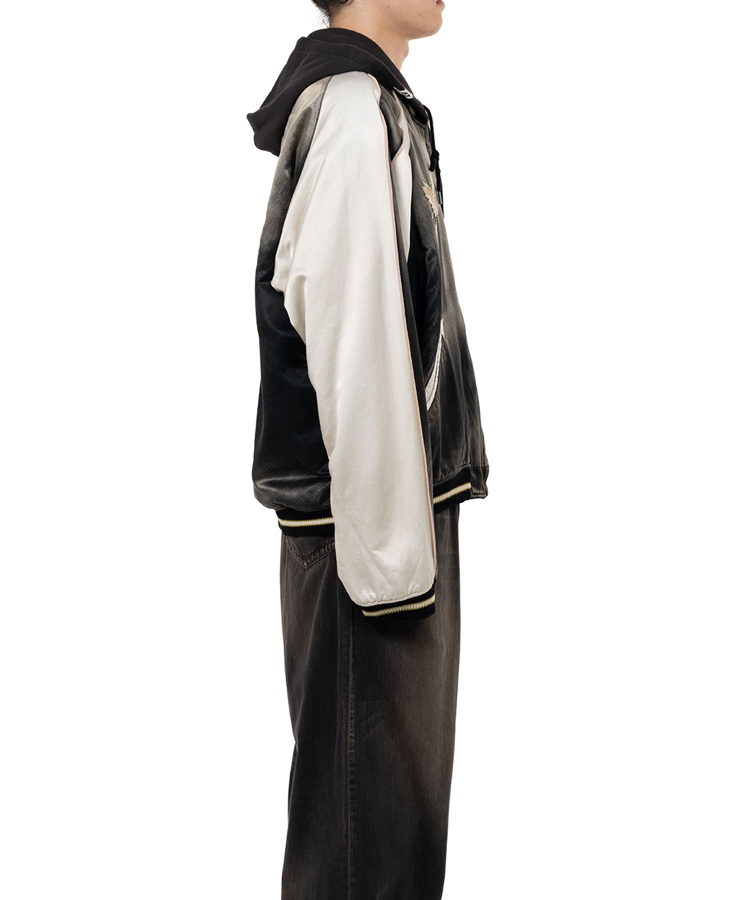 Reversible Hoodie Layered Souvenir Jacket