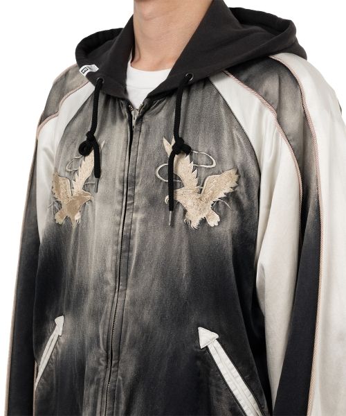 Reversible Hoodie Layered Souvenir Jacket