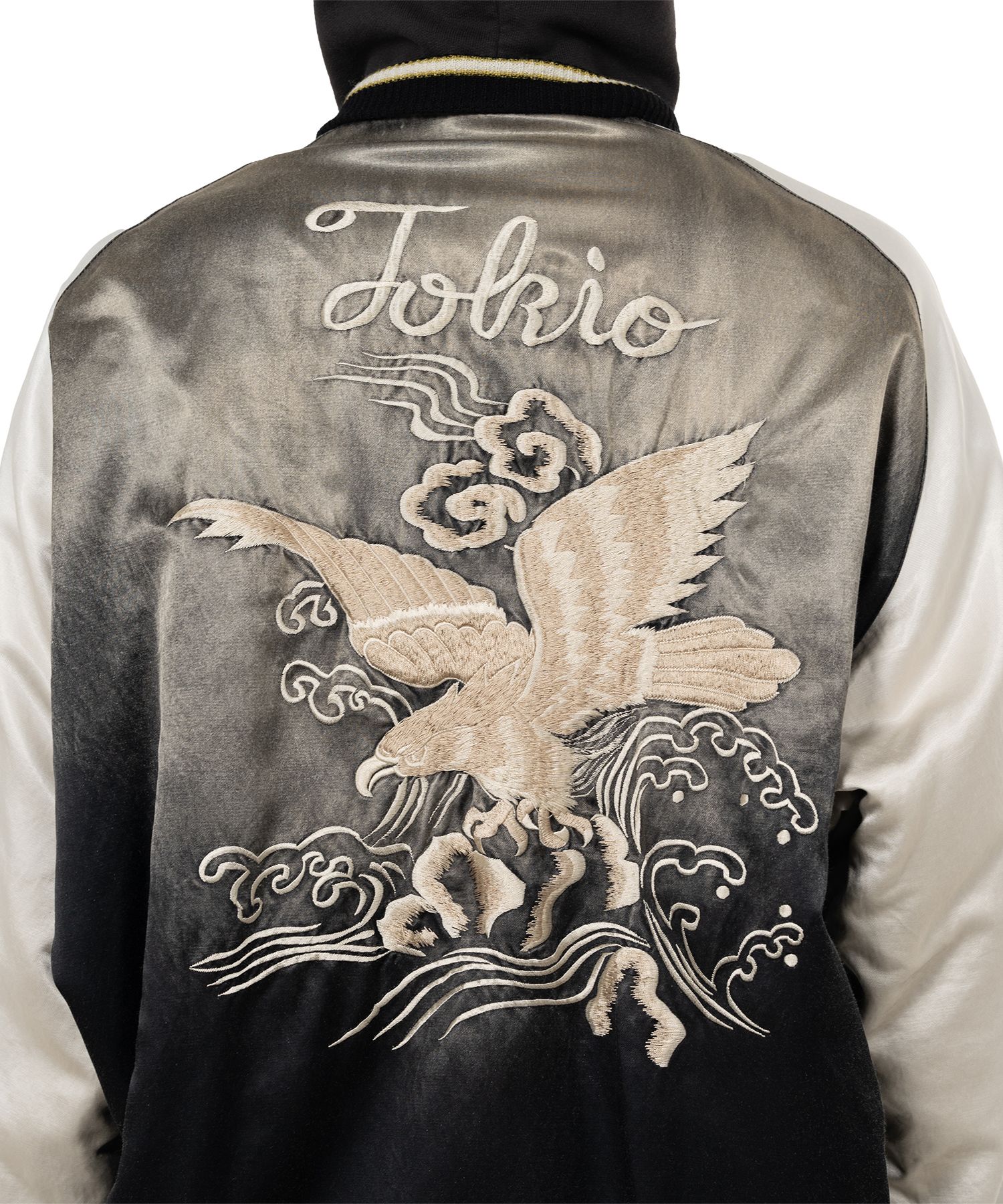 Reversible Hoodie Layered Souvenir Jacket