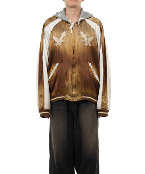 Reversible Hoodie Layered Souvenir Jacket