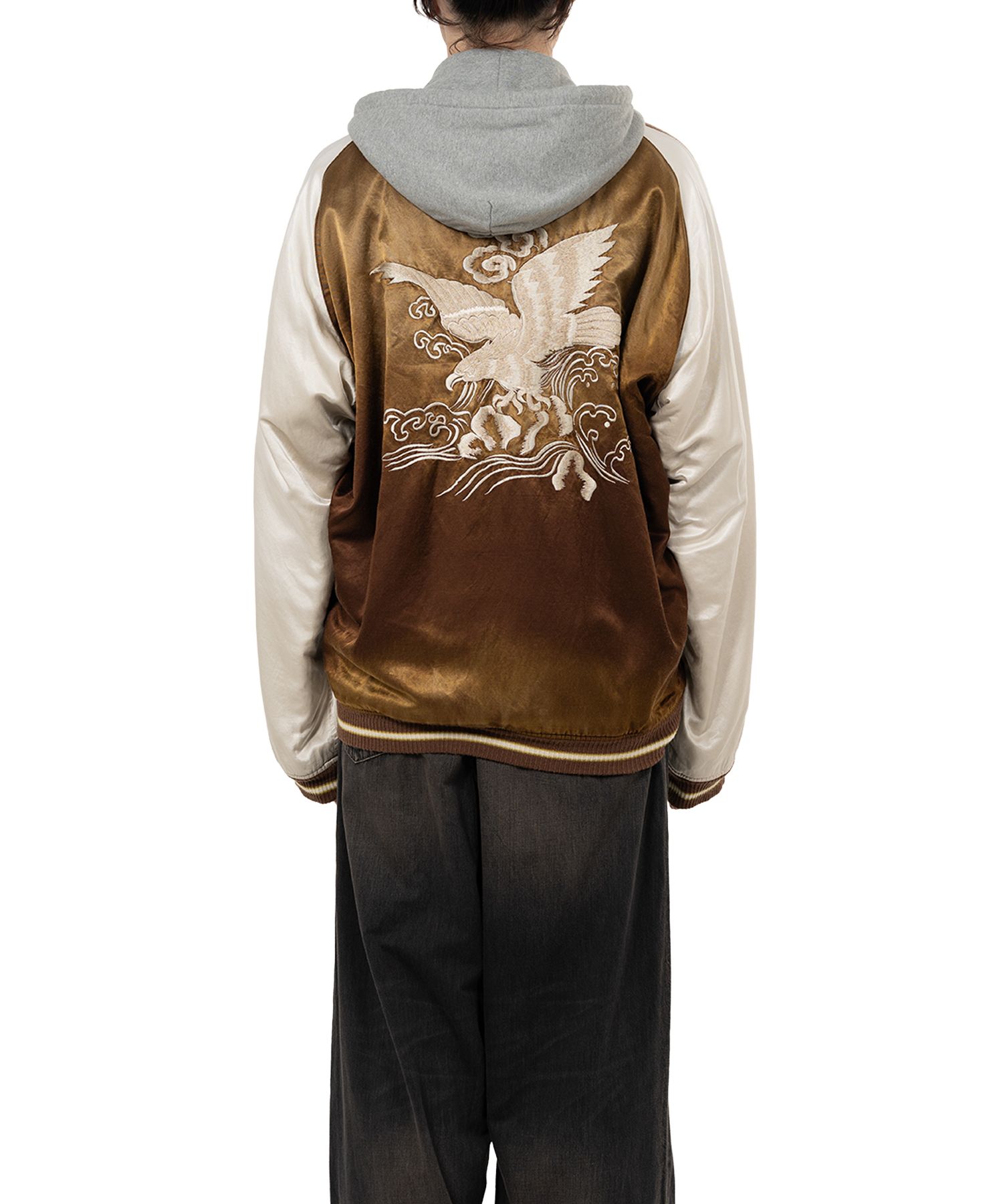 Reversible Hoodie Layered Souvenir Jacket