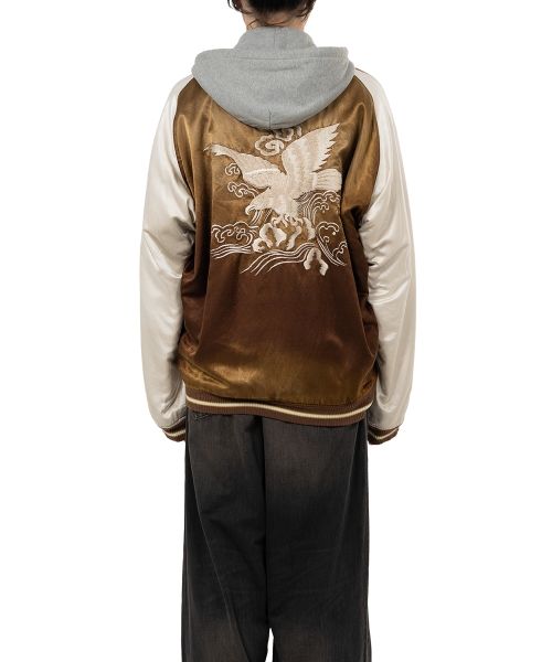 Reversible Hoodie Layered Souvenir Jacket