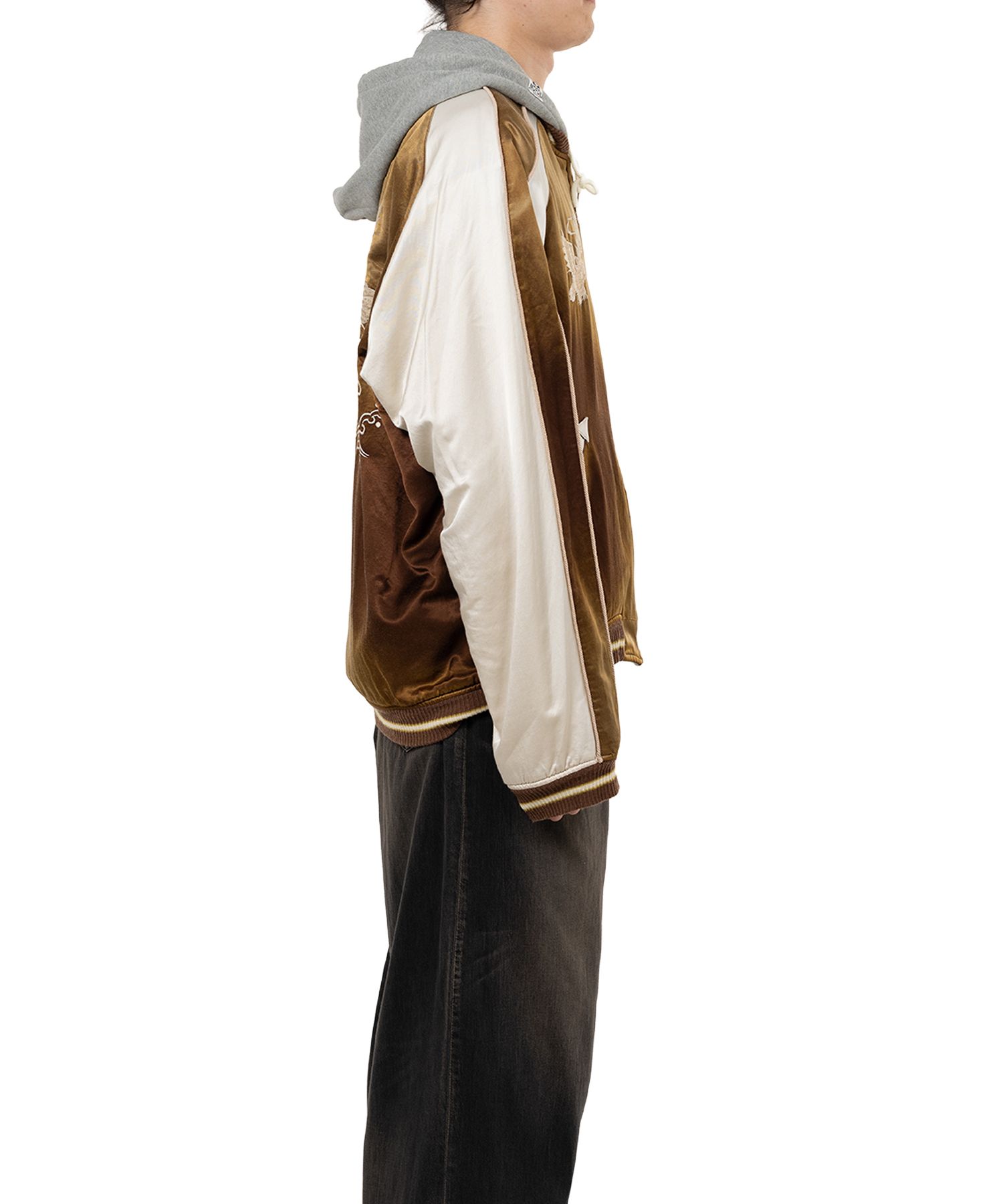 Reversible Hoodie Layered Souvenir Jacket