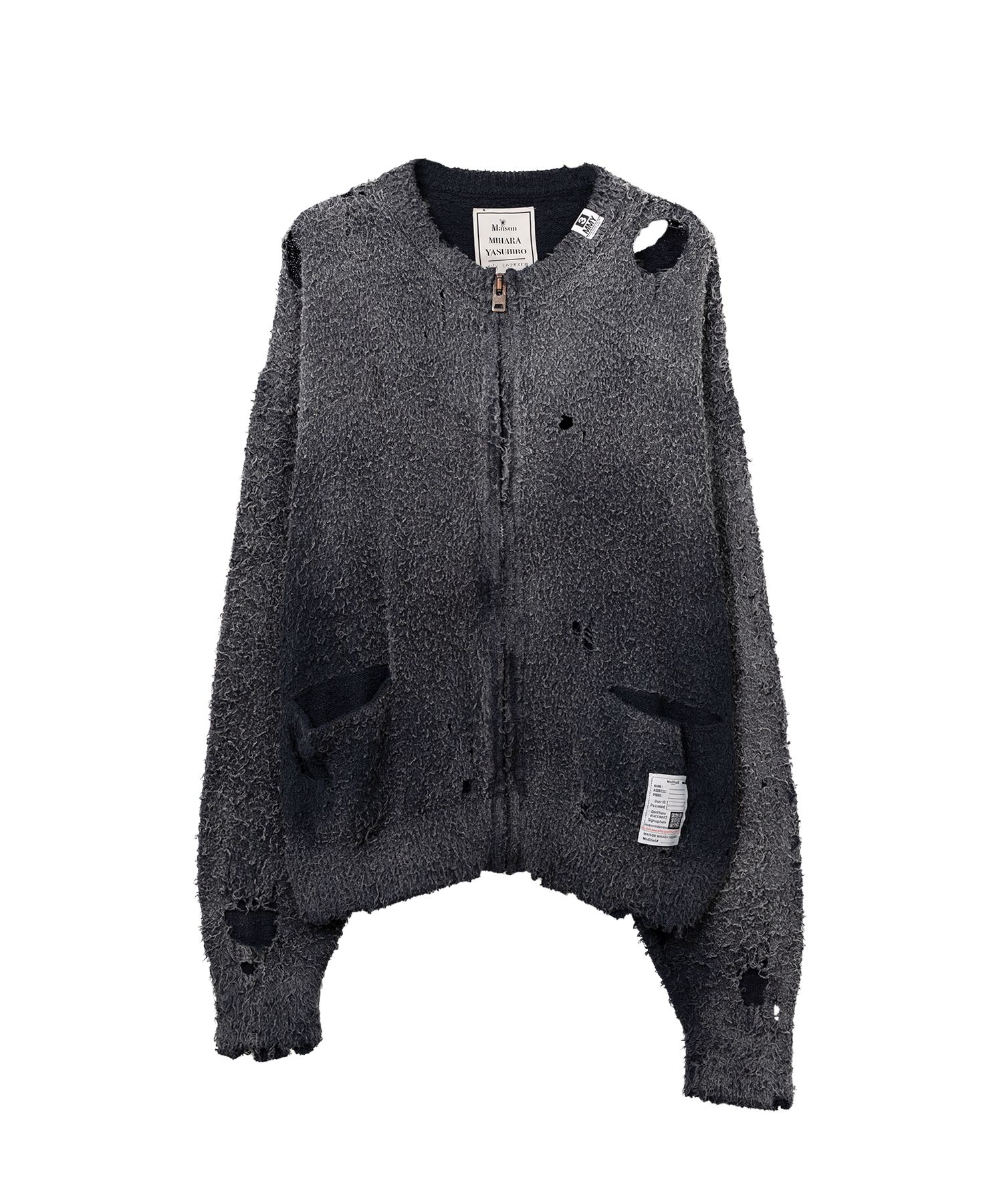 トップス Maison MIHARA YASUHIRO Knit Cardigan Maison MIHARA YASUHIRO SS23 Distressed Knit Cardigan 'Black