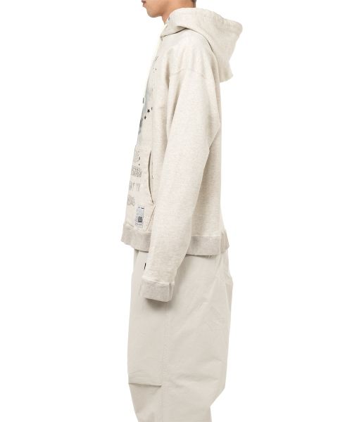 Dog Printed Embellished Distressed Hoodie