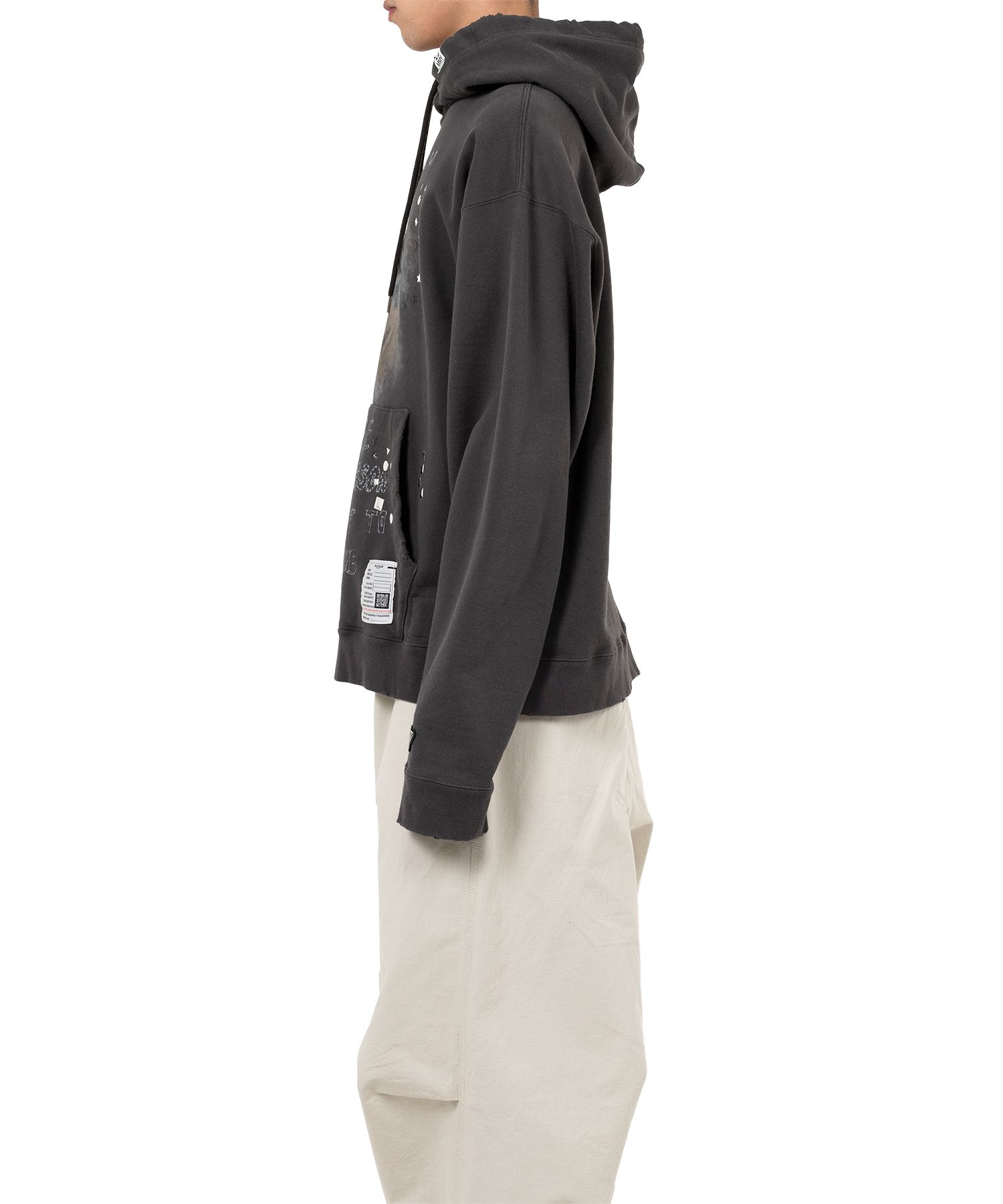 Dog Printed Embellished Distressed Hoodie