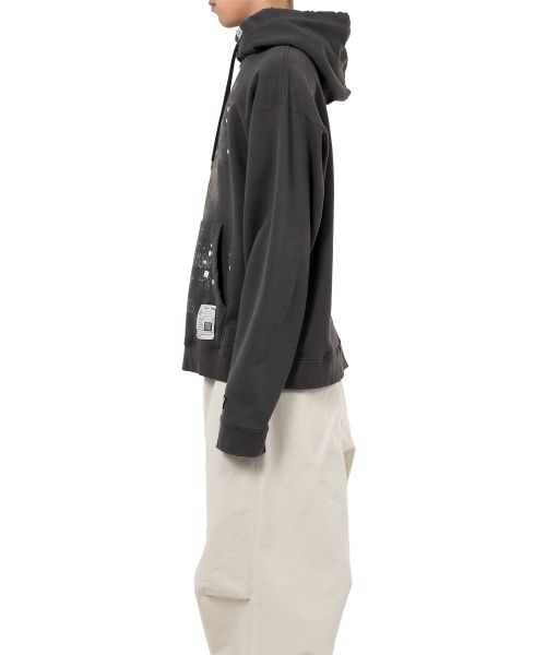 Dog Printed Embellished Distressed Hoodie