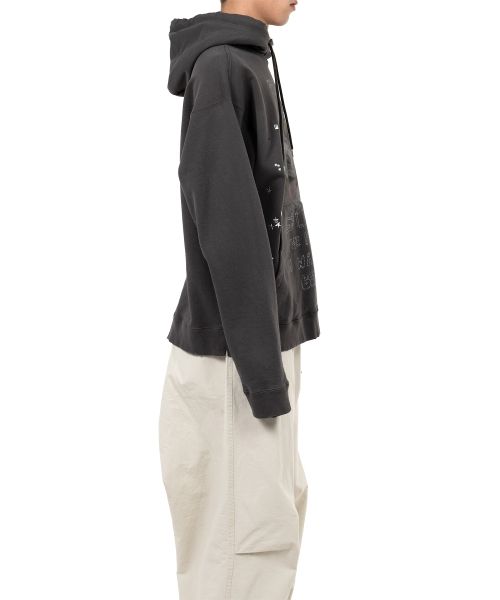 Dog Printed Embellished Distressed Hoodie