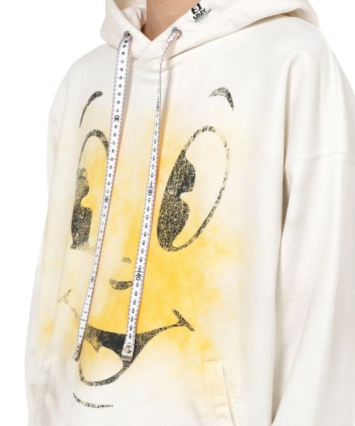 Happy Face Printed Distressed Hoodie
