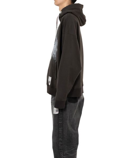 Happy Face Printed Distressed Hoodie