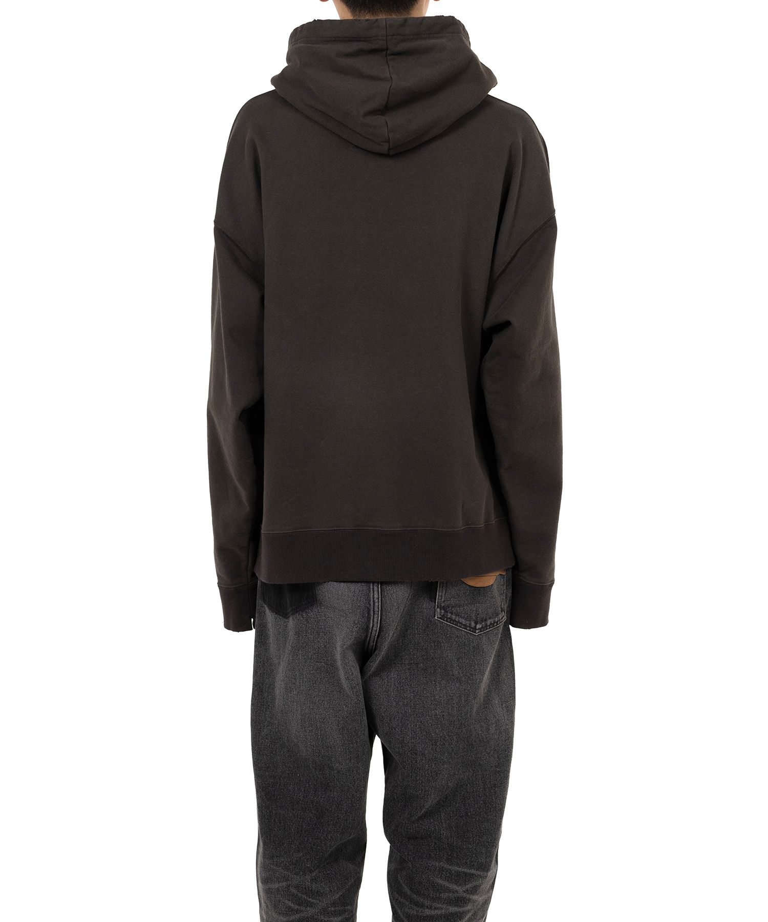 Happy Face Printed Distressed Hoodie