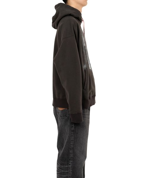 Happy Face Printed Distressed Hoodie