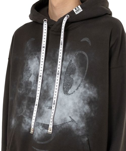 Happy Face Printed Distressed Hoodie
