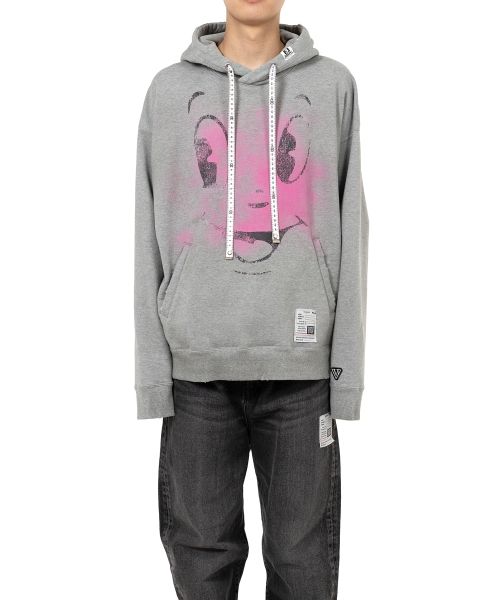 Happy Face Printed Distressed Hoodie