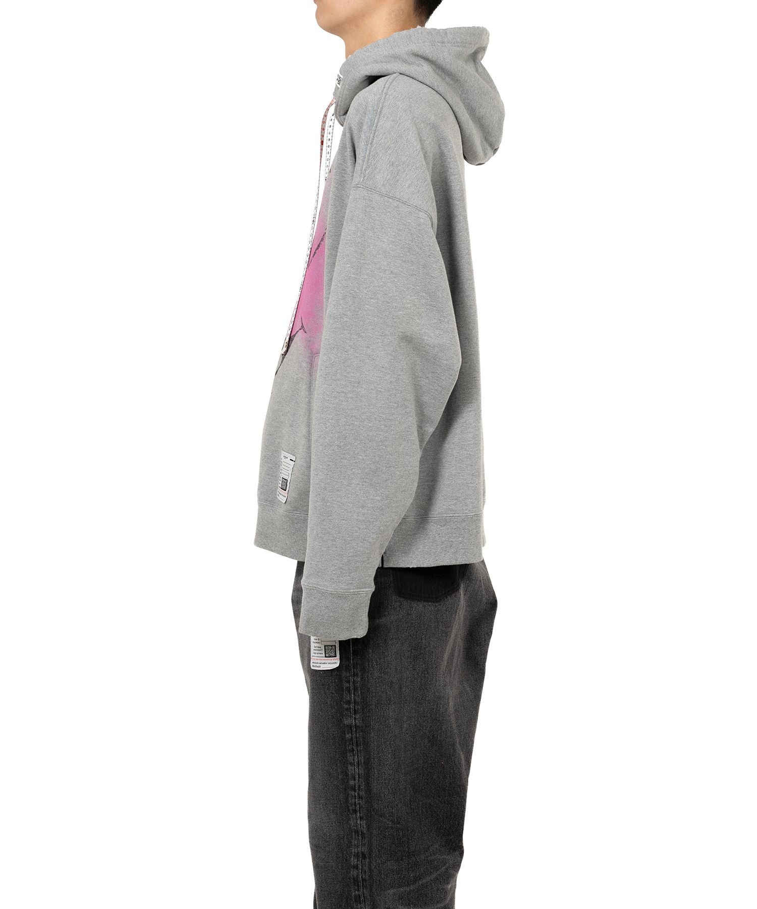 Happy Face Printed Distressed Hoodie