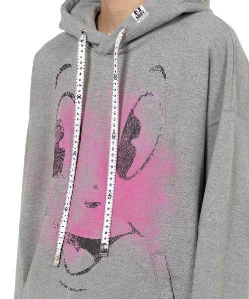 Happy Face Printed Distressed Hoodie