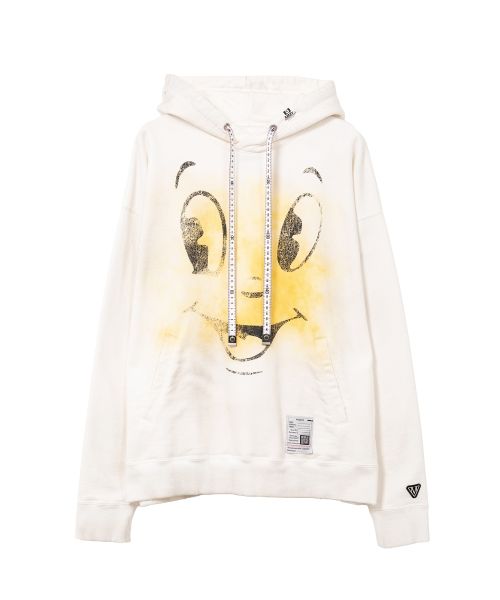 Happy Face Printed Distressed Hoodie