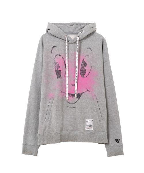Happy Face Printed Distressed Hoodie