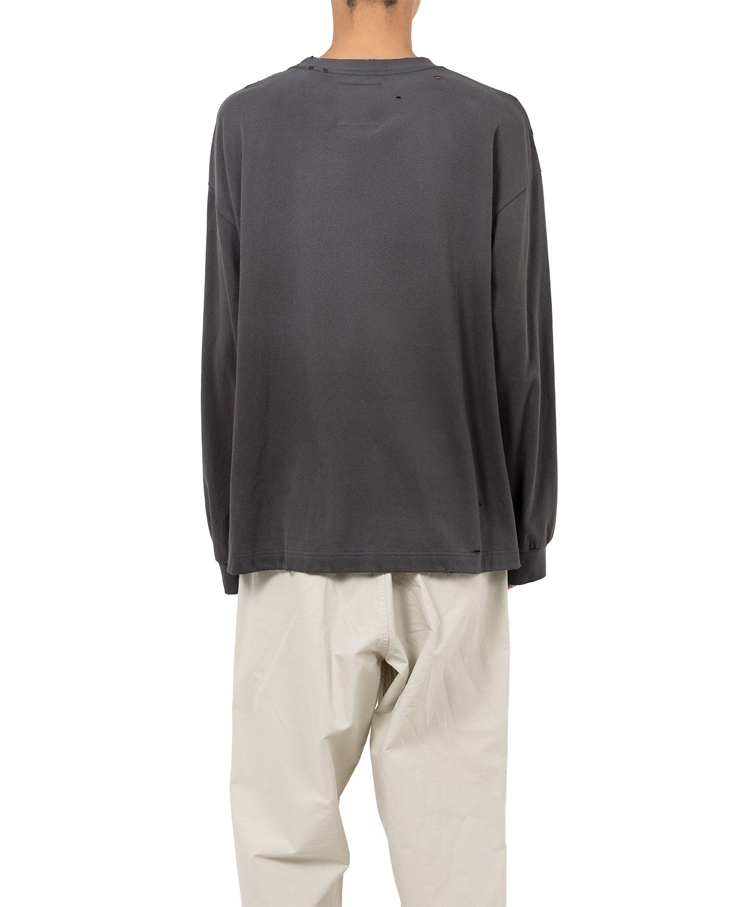 Dog Printed Embellished Distressed Long Sleeve T-shirt