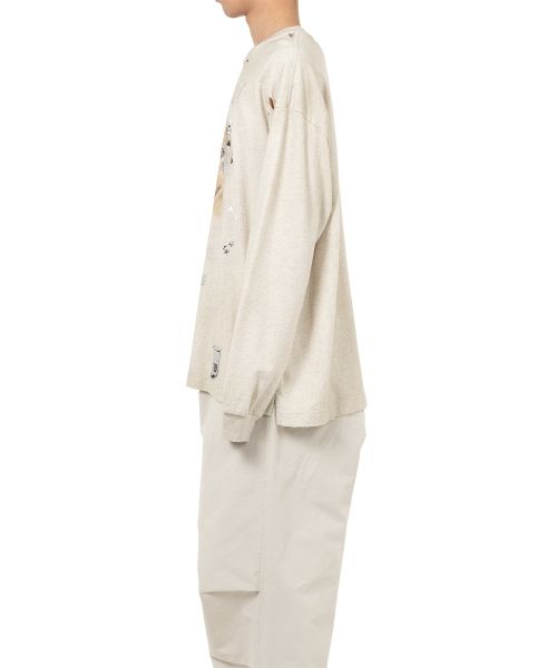 Dog Printed Embellished Distressed Long Sleeve T-shirt