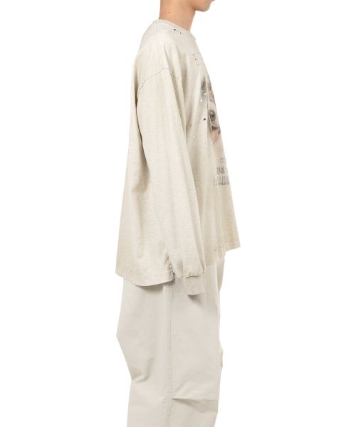 Dog Printed Embellished Distressed Long Sleeve T-shirt