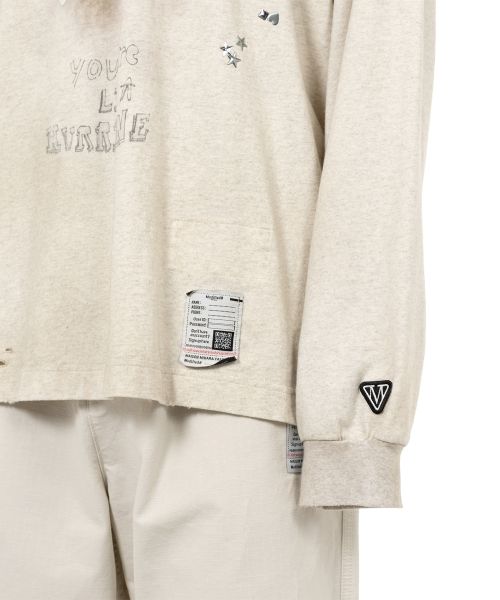 Dog Printed Embellished Distressed Long Sleeve T-shirt