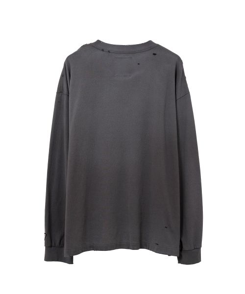 Dog Printed Embellished Distressed Long Sleeve T-shirt