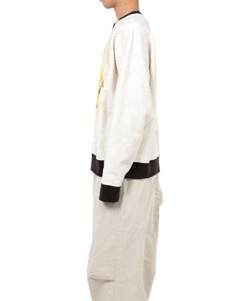 Smily Face Printed Distressed Ringer Sweatshirt