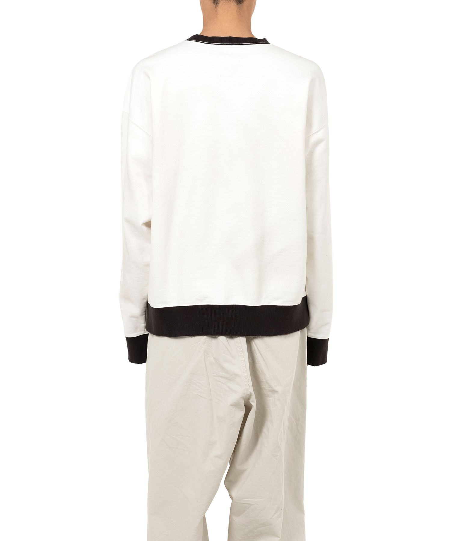 Smily Face Printed Distressed Ringer Sweatshirt