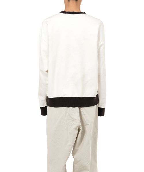 Smily Face Printed Distressed Ringer Sweatshirt