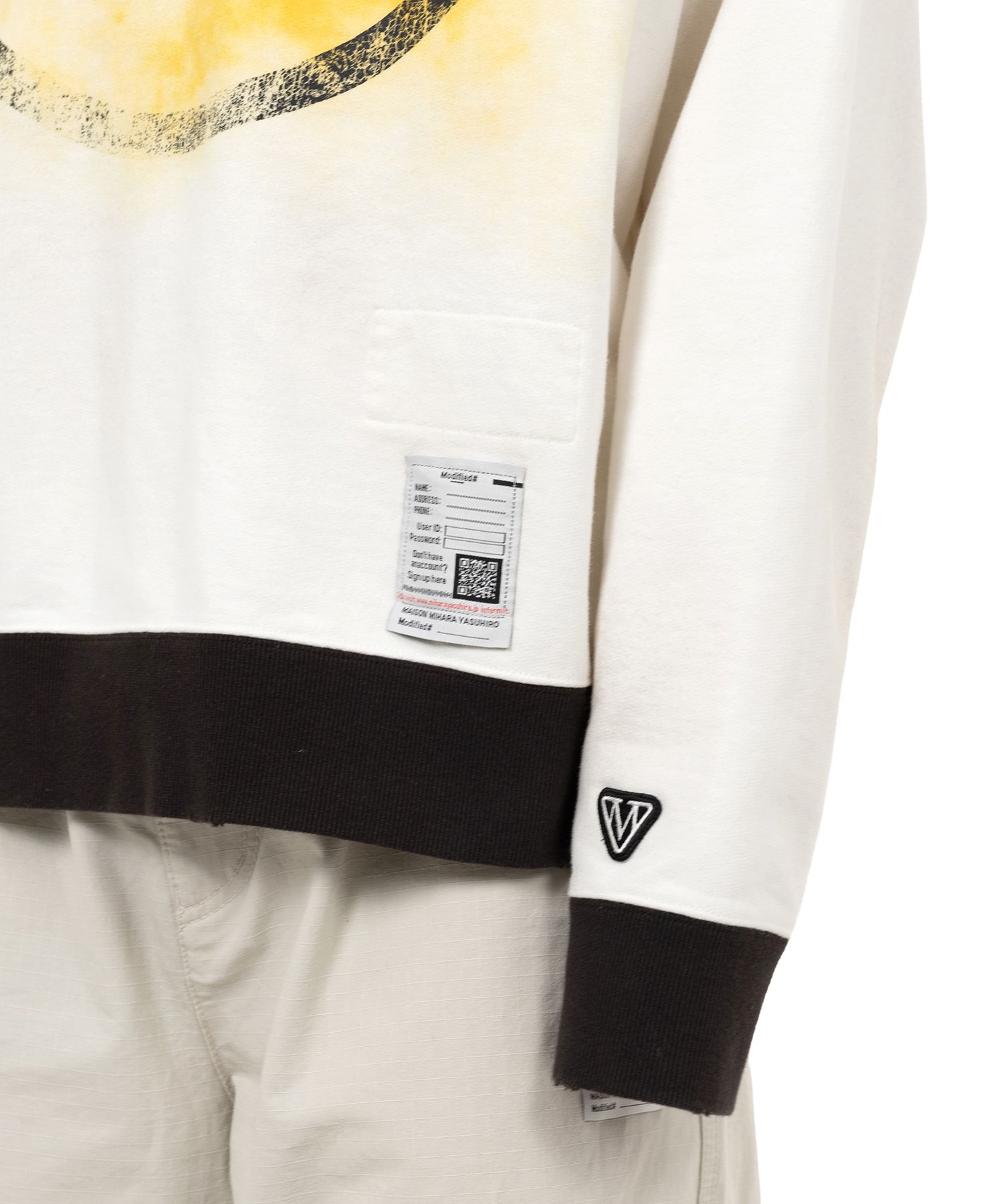 Smily Face Printed Distressed Ringer Sweatshirt