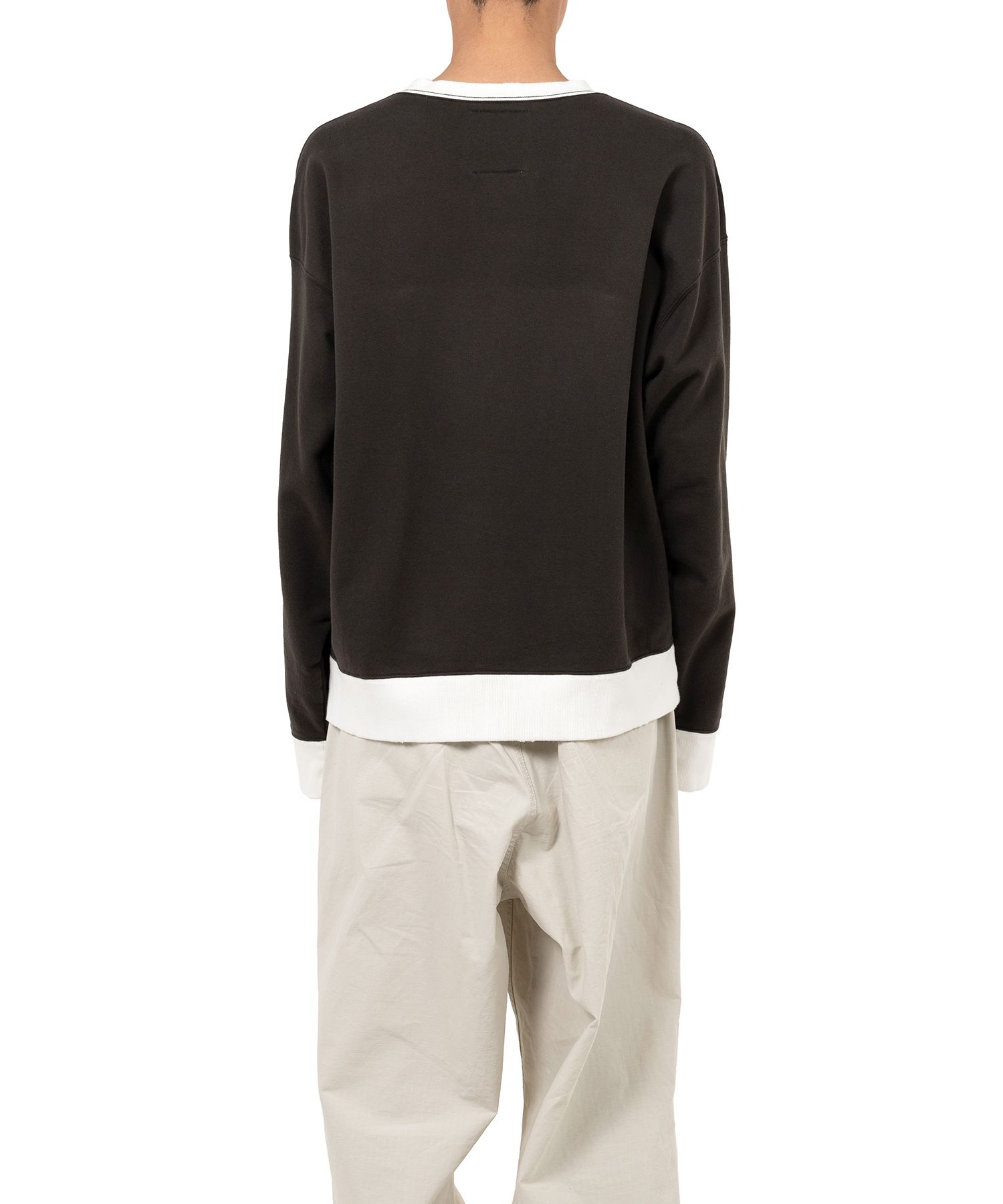 Smily Face Printed Distressed Ringer Sweatshirt