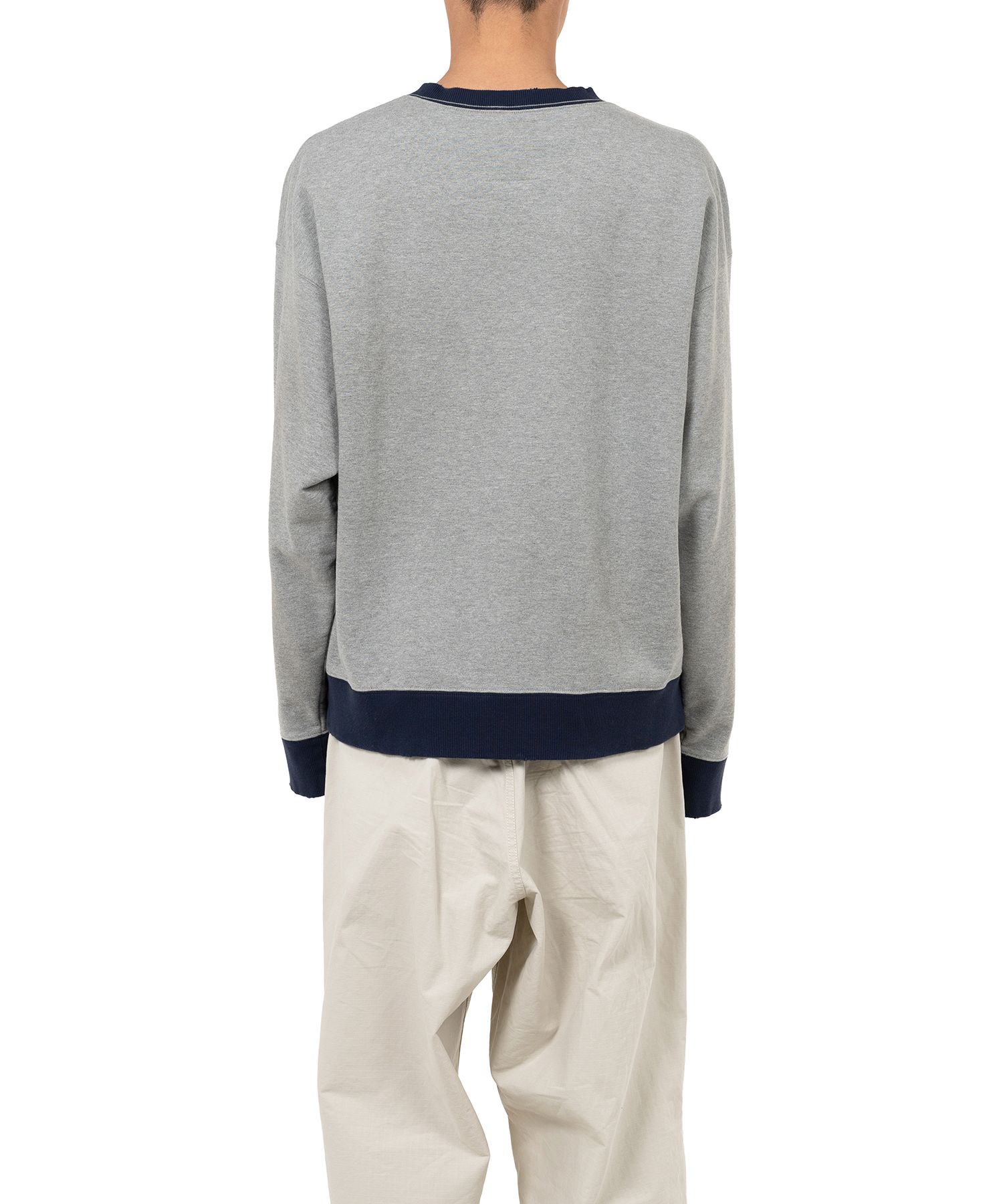 Smily Face Printed Distressed Ringer Sweatshirt