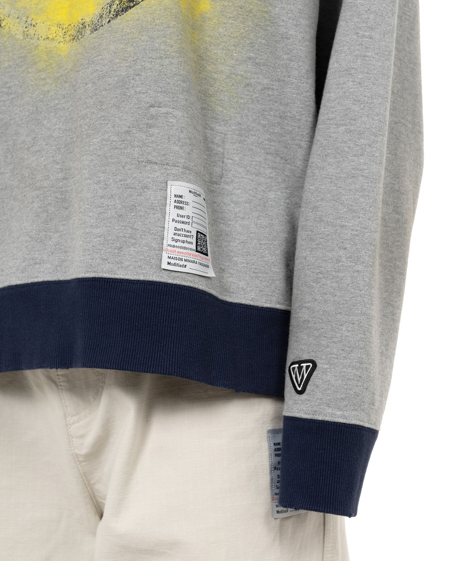 Smily Face Printed Distressed Ringer Sweatshirt