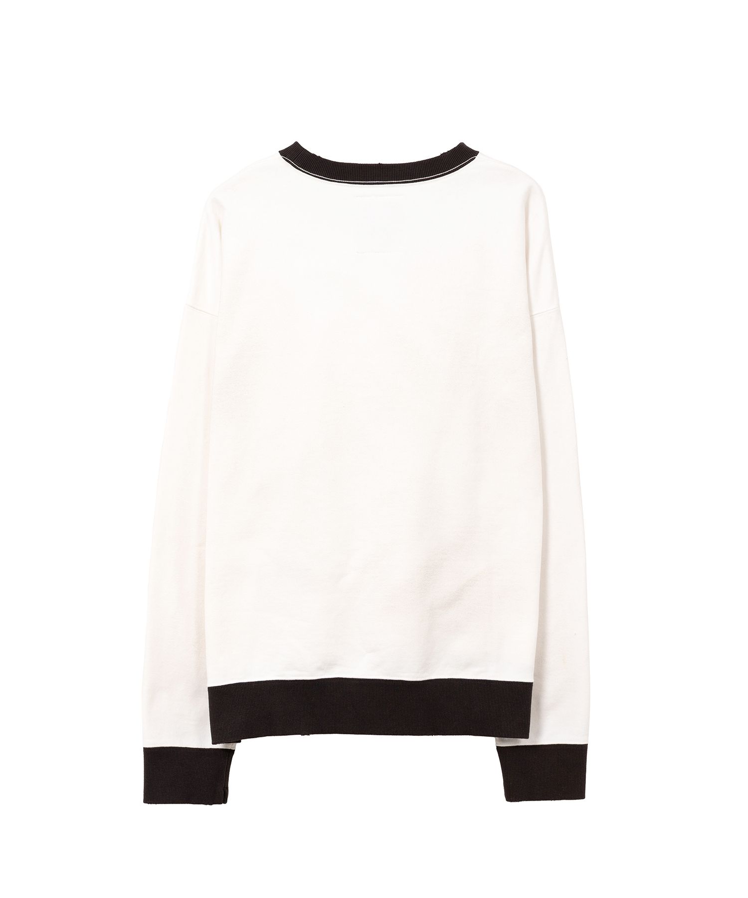 Smily Face Printed Distressed Ringer Sweatshirt