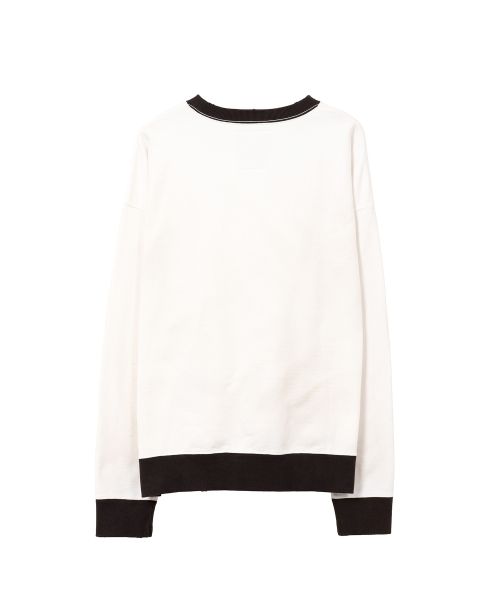 Smily Face Printed Distressed Ringer Sweatshirt