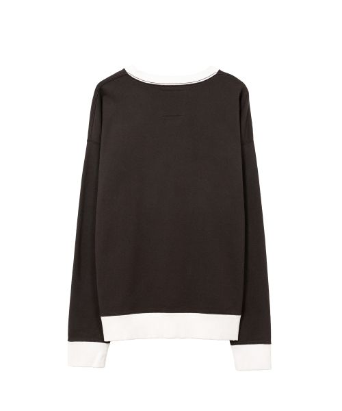 Smily Face Printed Distressed Ringer Sweatshirt