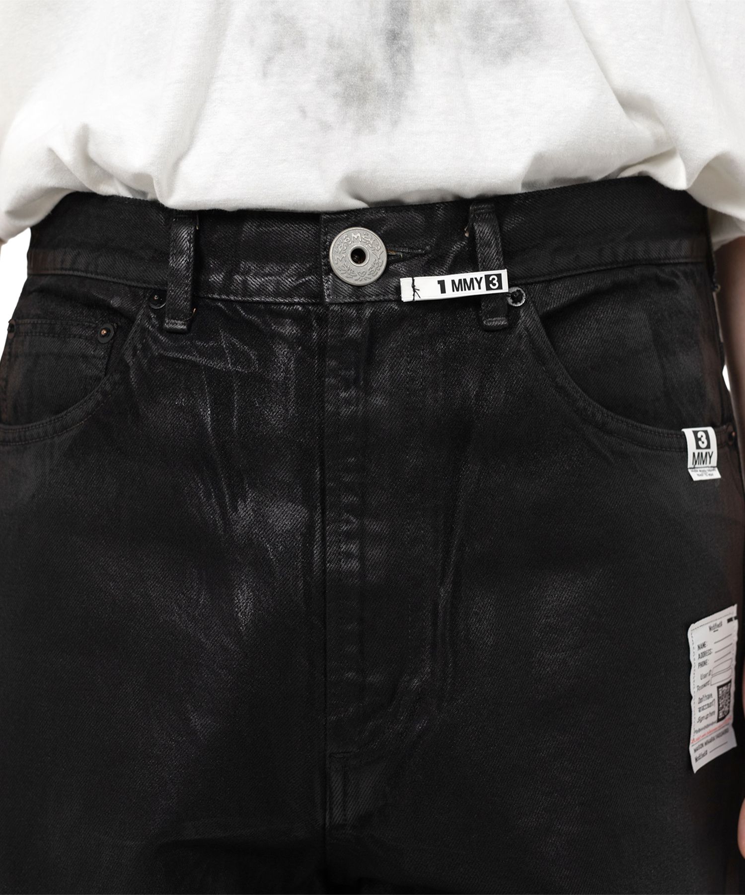 Front Coated Denim Pants