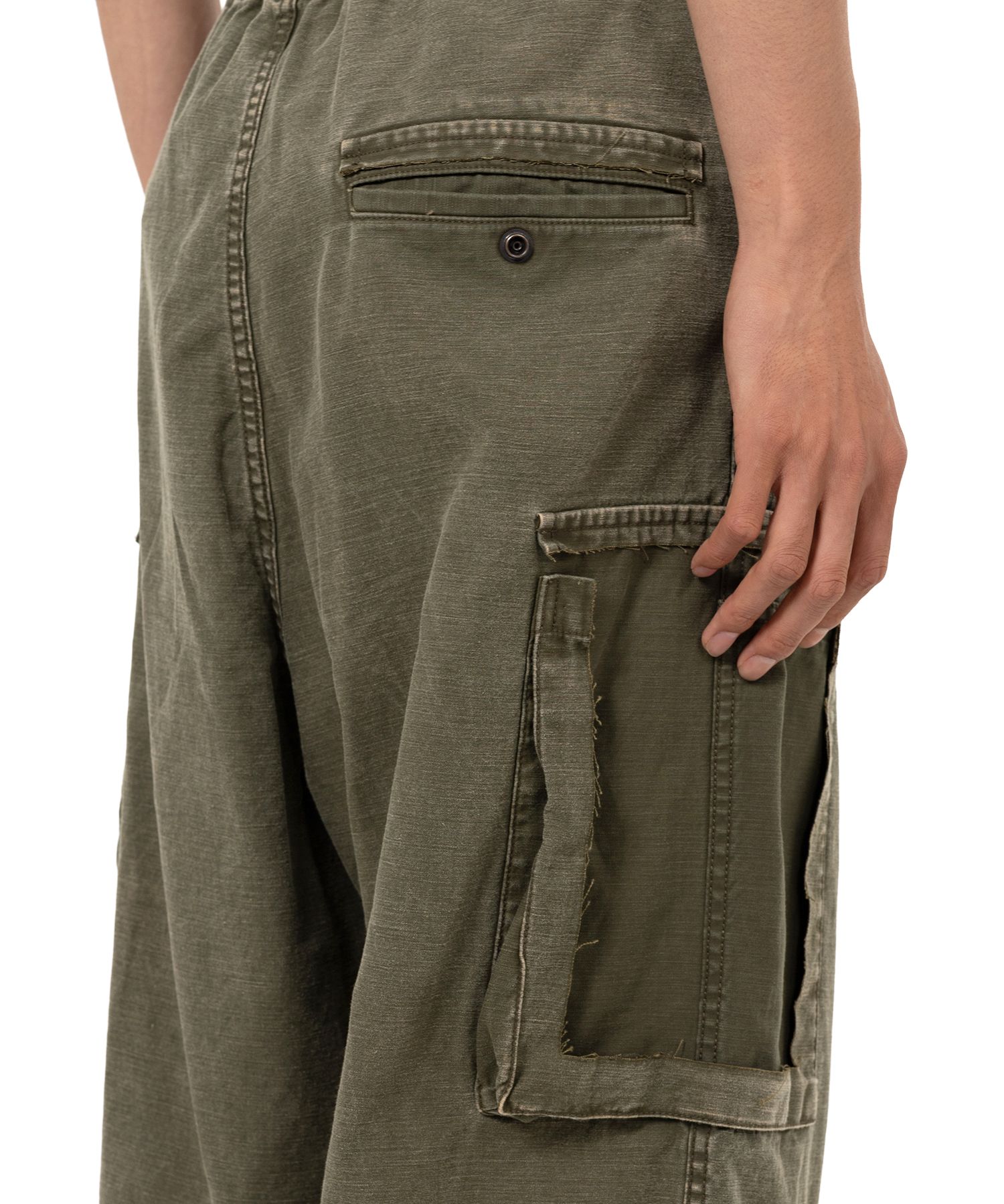 Cotton Satin Cargo Pants