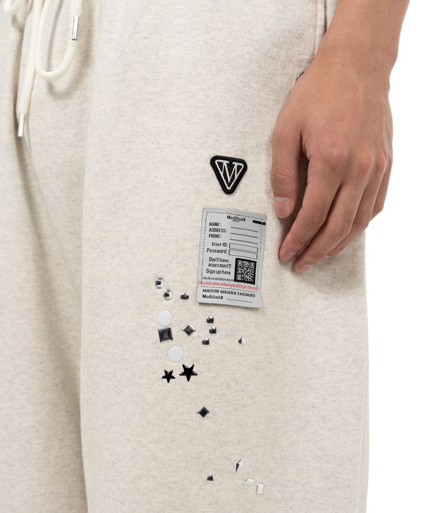 Embellished Distressed Sweat Pants