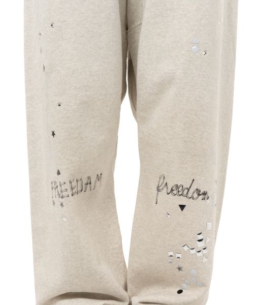 Embellished Distressed Sweat Pants