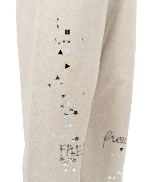 Embellished Distressed Sweat Pants