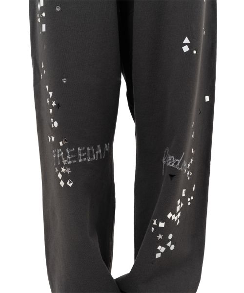 Embellished Distressed Sweat Pants