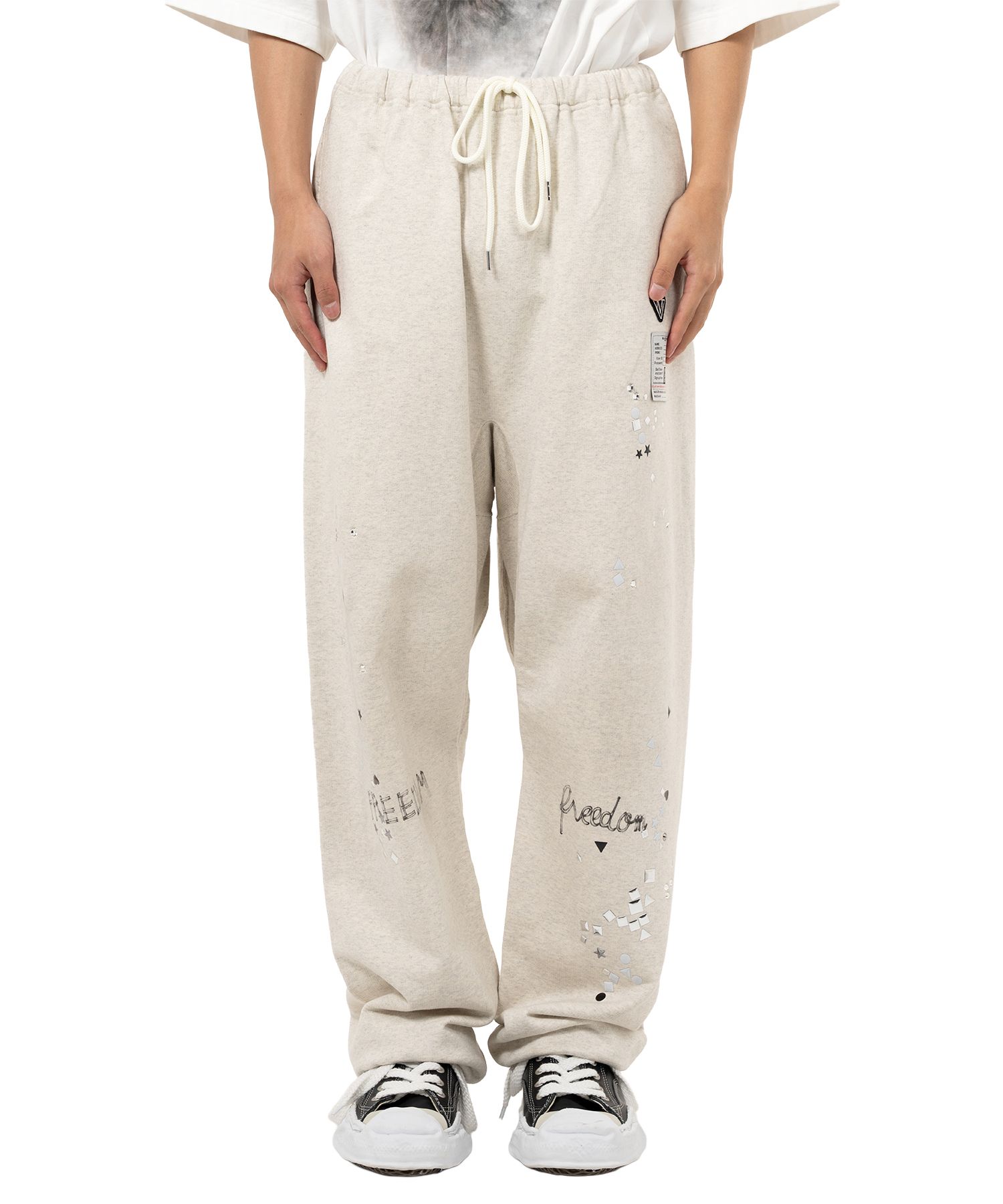 Embellished Distressed Sweat Pants