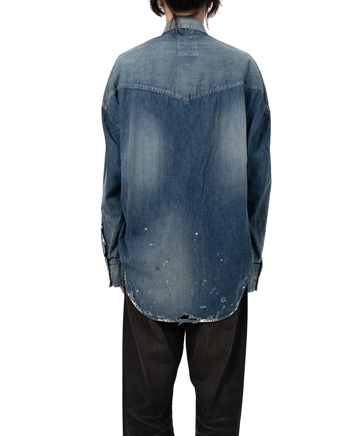 MIHARA YASUHIRO ダメージ加工　デニムシャツ　サイズ44 Maison MIHARA YASUHIRO ONLINE STORE（メゾンミハラヤスヒロ