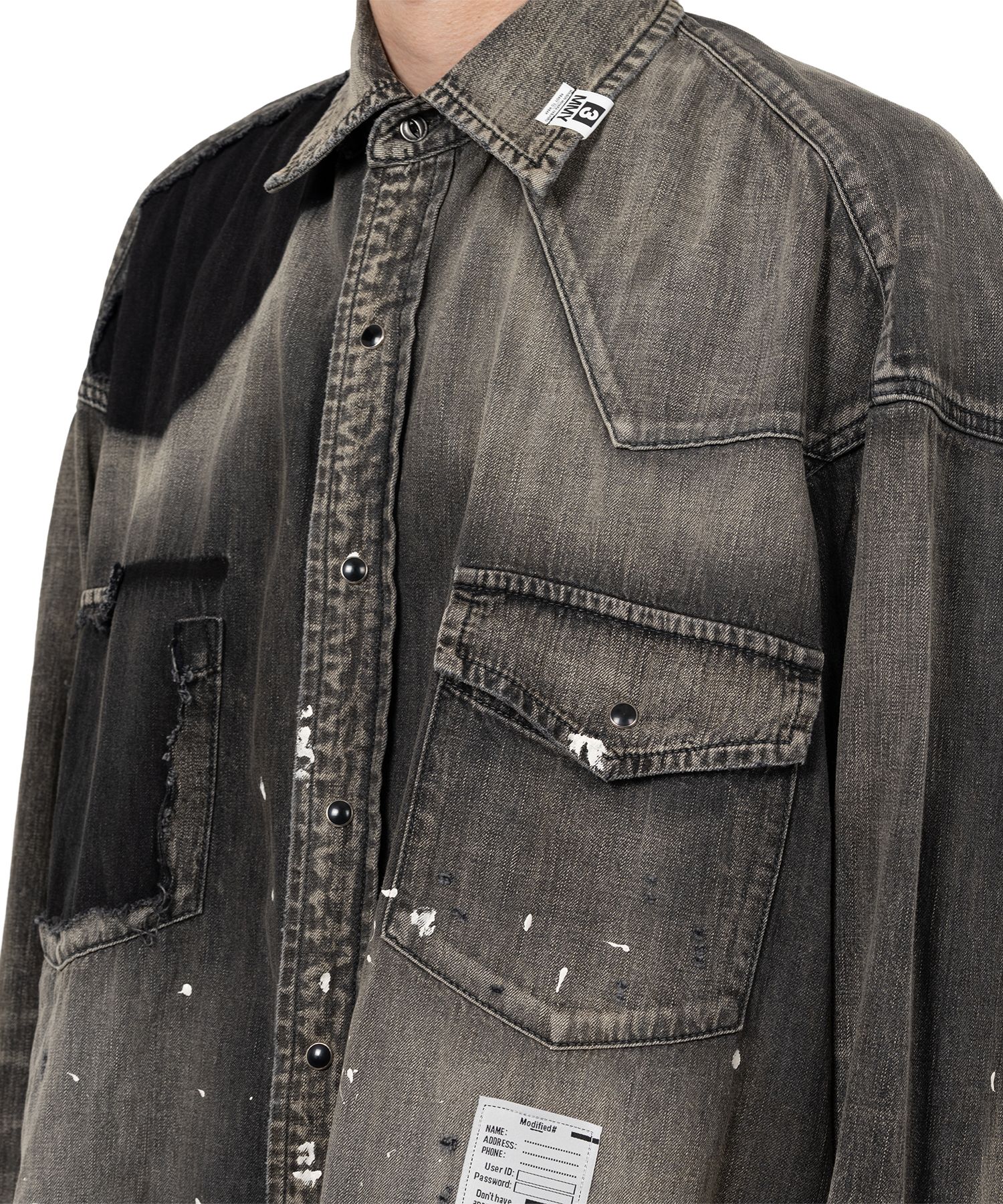 MIHARA YASUHIRO ダメージ加工　デニムシャツ　サイズ44 MIHARA YASUHIRO ダメージ加工 デニムシャツ サイズ44