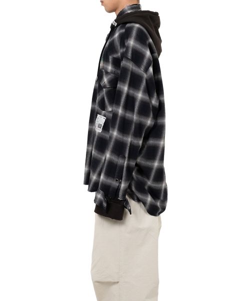 Hoodie Combine Checkered Shirt