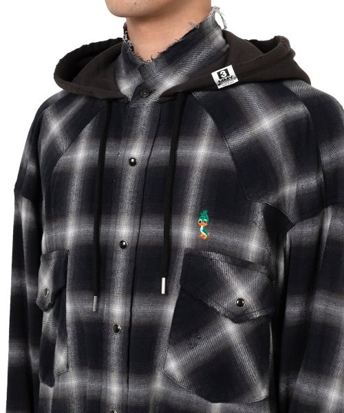 Hoodie Combine Checkered Shirt